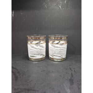 Culver Clear Frosted Zebra Glasses Set,‎ 4.25", Double Old Fashioned Glassware